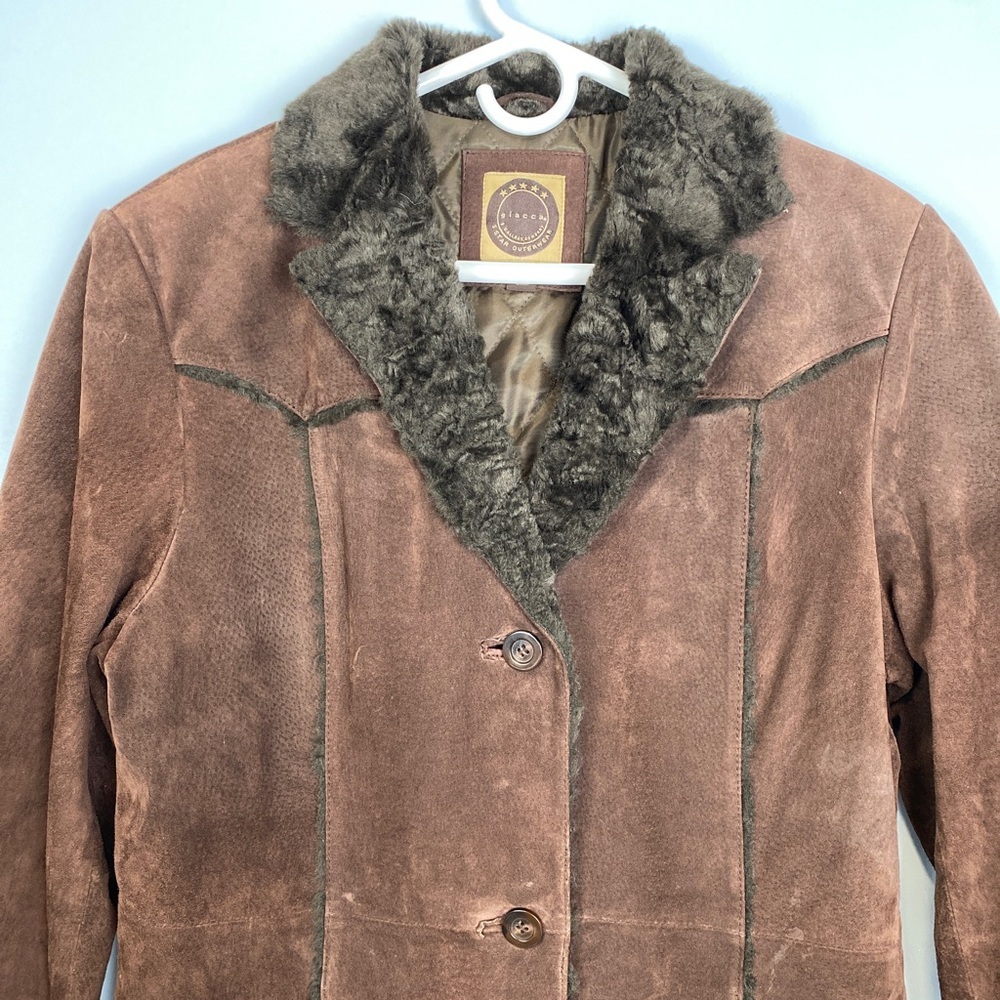 ‼️SOLD‼️Vtg Y2K Penny Lane Coat Leather Faux Fur Jacket Large L Boho Hippie 70s - Picture 9 of 13